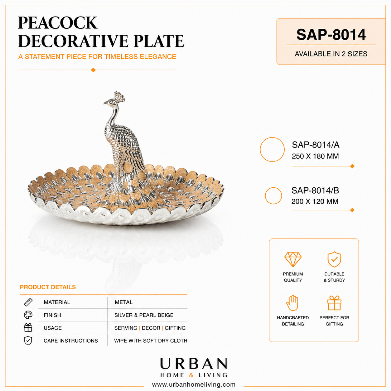 German Silver - Peacock Decorative Plate