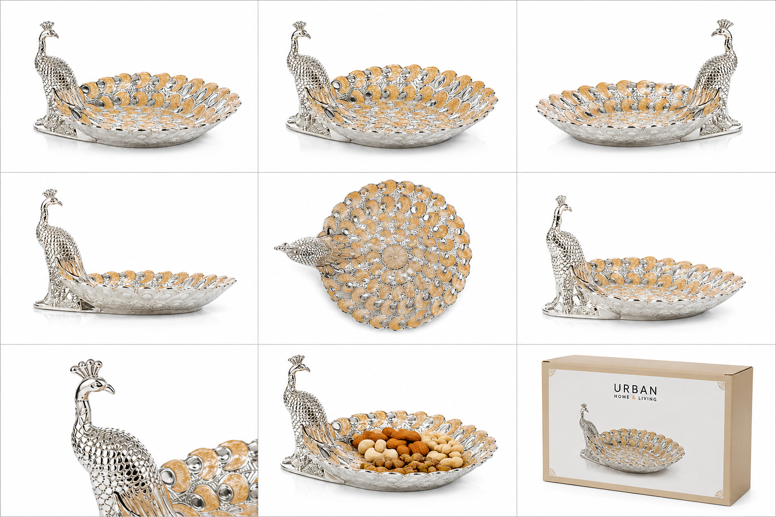 German Silver - Peacock Decorative Plate