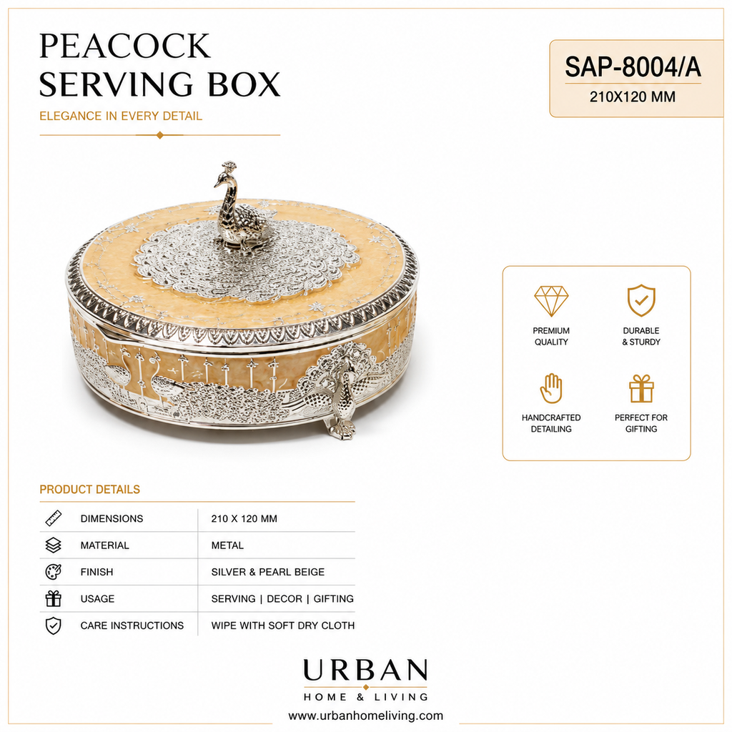 German Silver - Peacock Serving Box