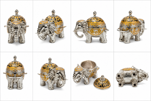 German Silver - Elephant Serving Pot
