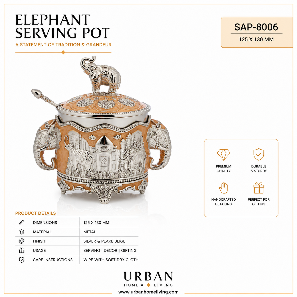 German Silver - Elephant Serving Pot