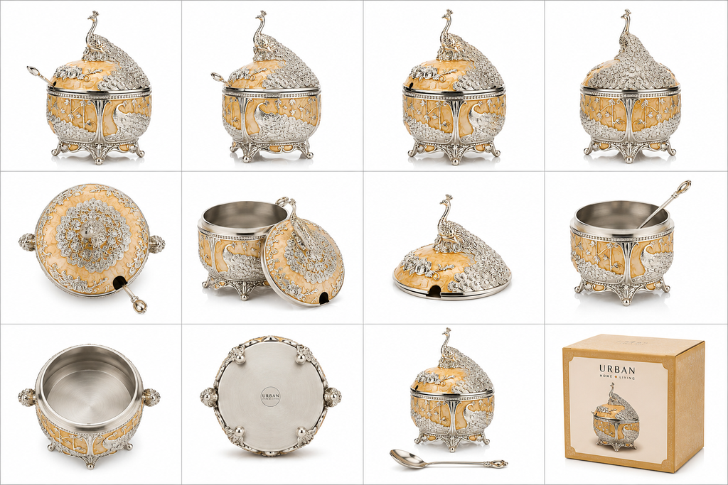 German Silver - Peacock Serving Pot