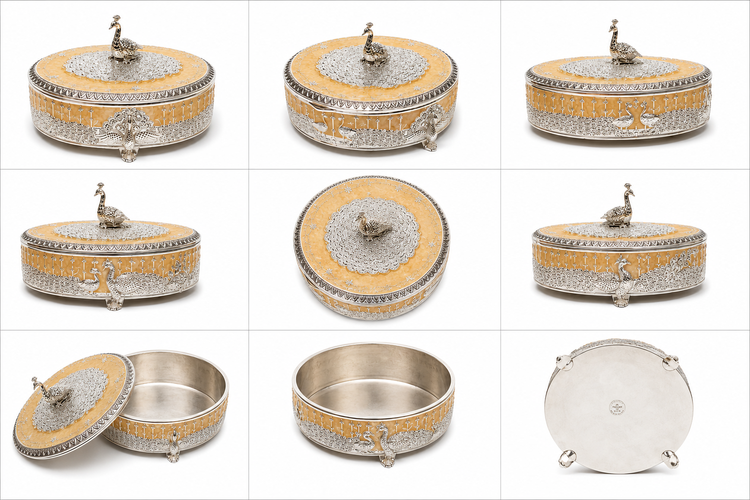 German Silver - Peacock Serving Box