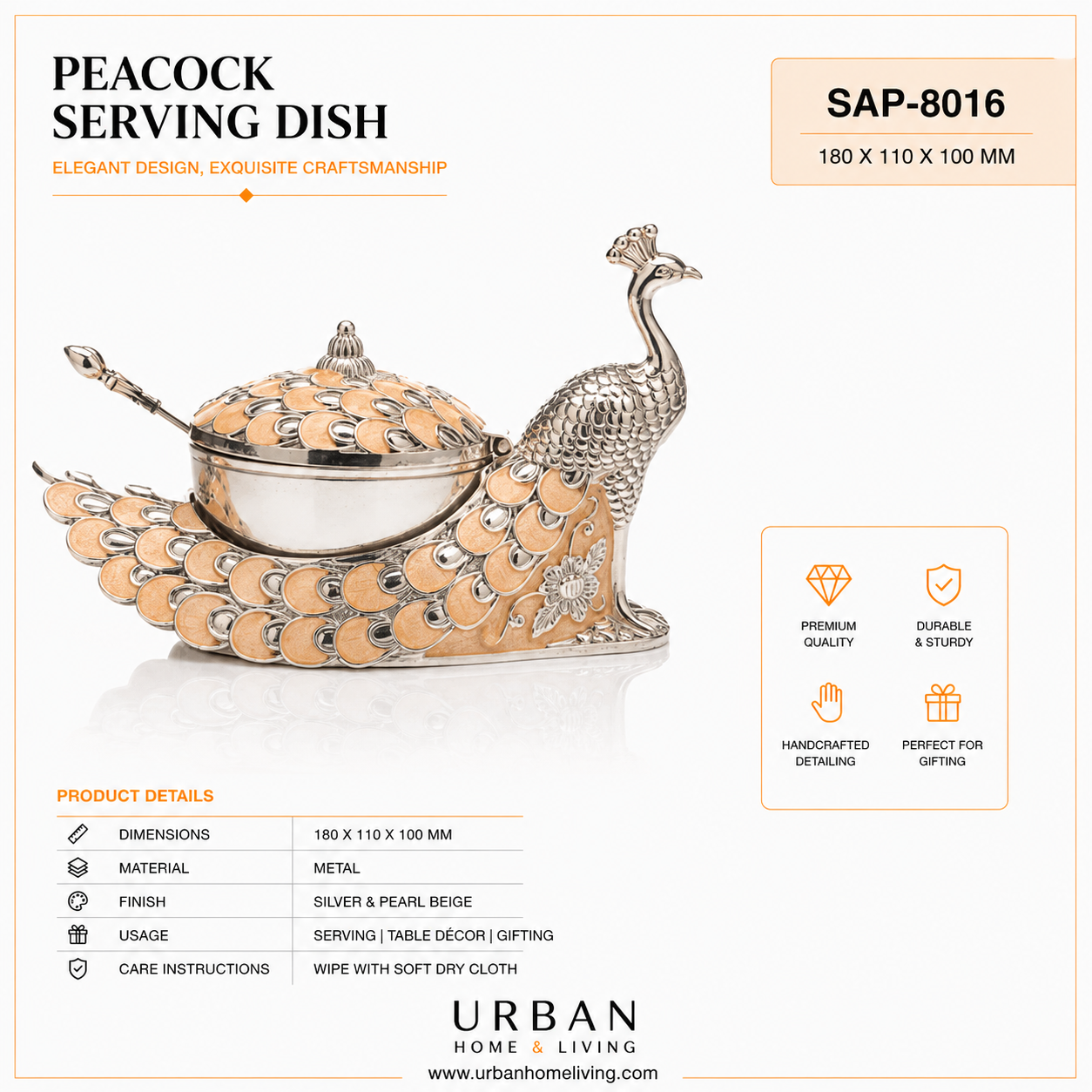 German Silver - Peacock Serving Dish