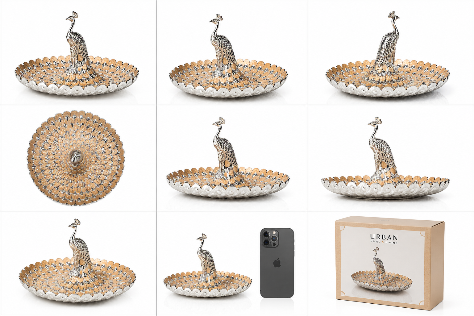 German Silver - Peacock Decorative Plate