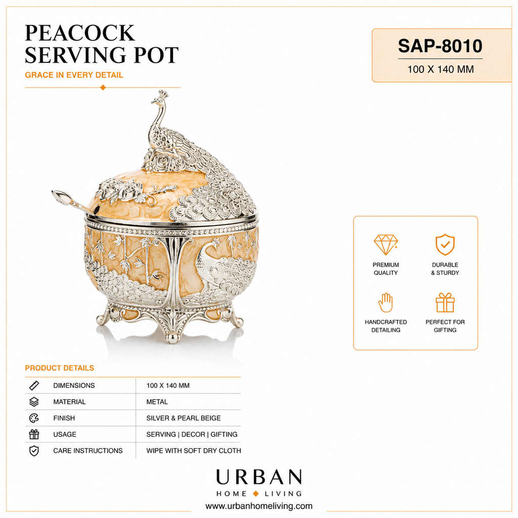 German Silver - Peacock Serving Pot
