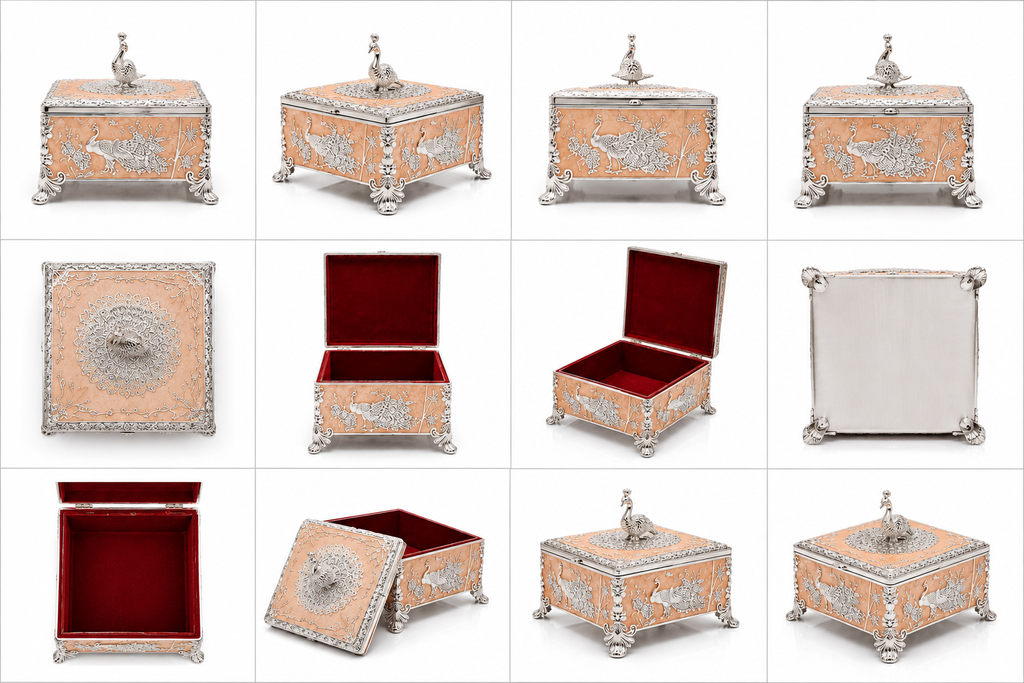 German Silver - Peacock Jewellery Box