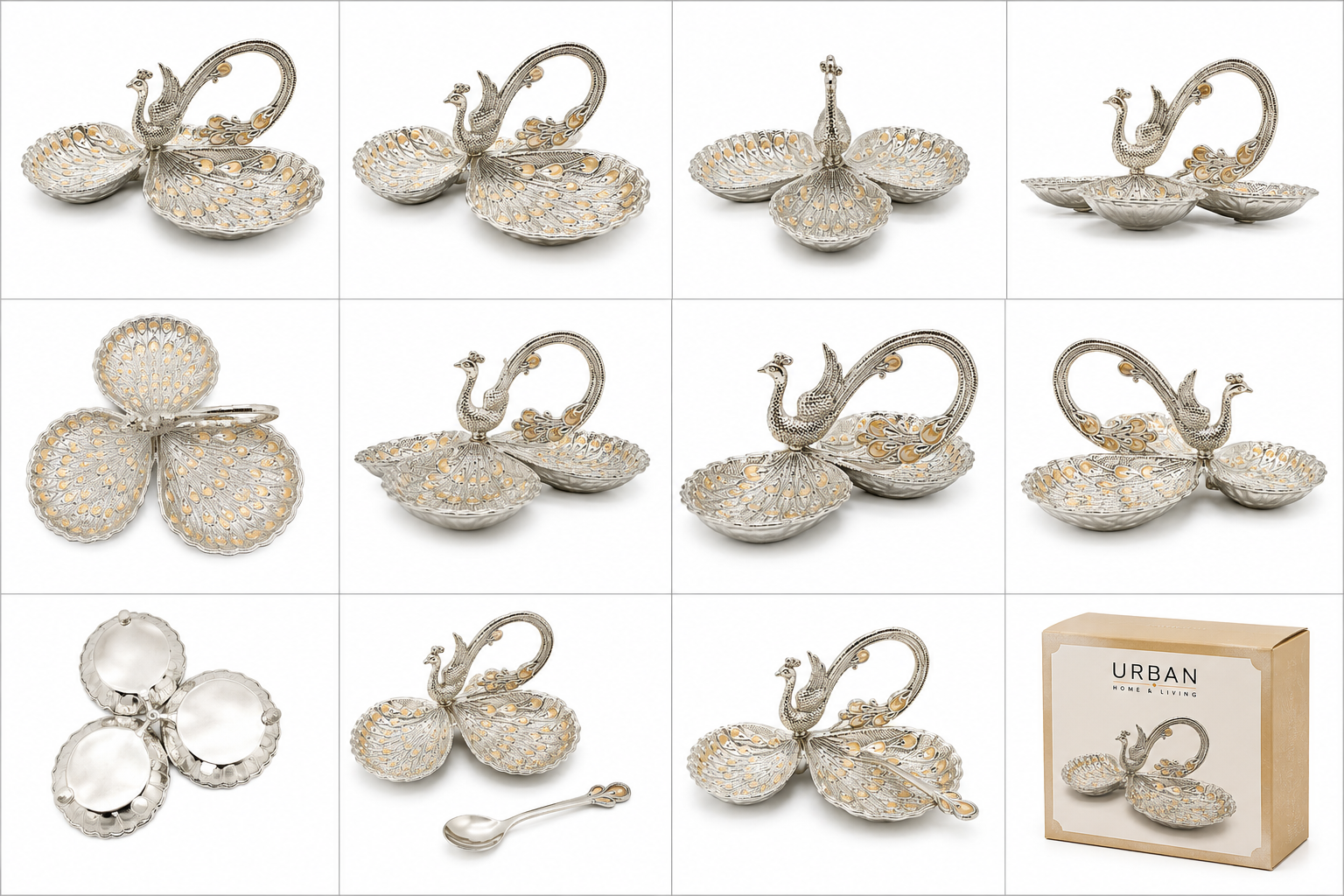 German Silver - Peacock Serving Dish