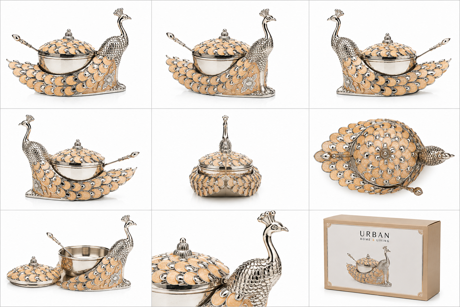 German Silver - Peacock Serving Dish