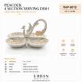 German Silver - Peacock 4 Section Serving Dish